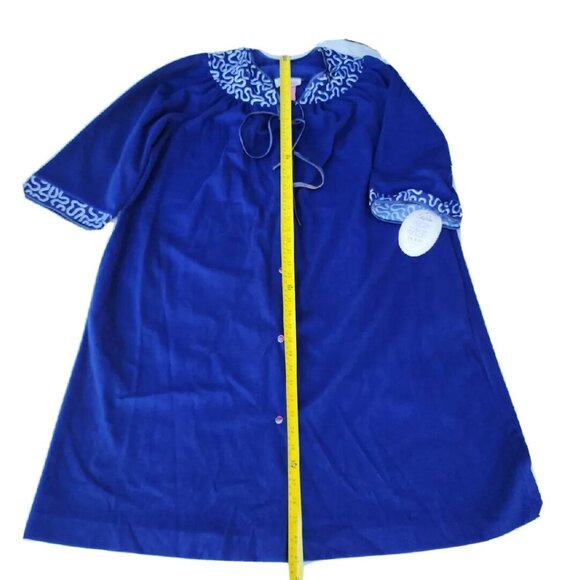 VTG USA Evelyn Pearson Dacran Blue Du Pont Caftan Robe Housecoat Women's Sz L - Picture 7 of 10